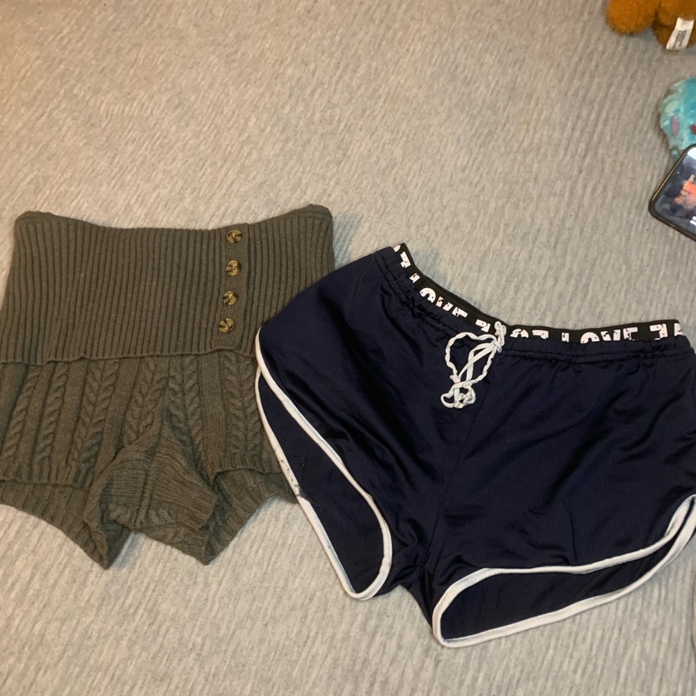 Olive Green High-Waisted Knit Shorts